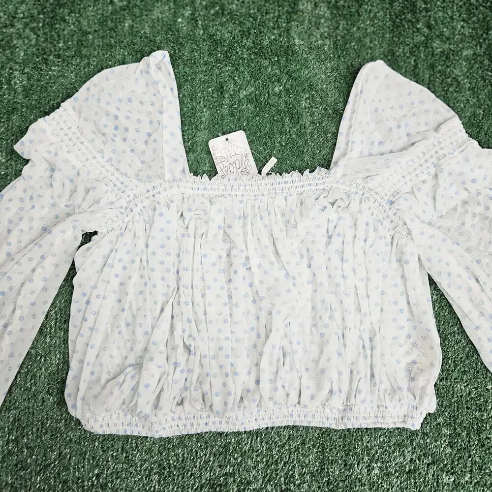 NWT Free people Blue Polka Dot Women's Top size Small
